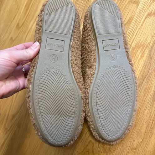 Portland Boot Co Women’s Cozy Teddy Flats, Brown, Comfort Foam Insole, Size 8 Tan