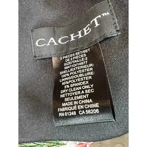 Cachet 2 piece black prom dress with floral embroidery Size 2