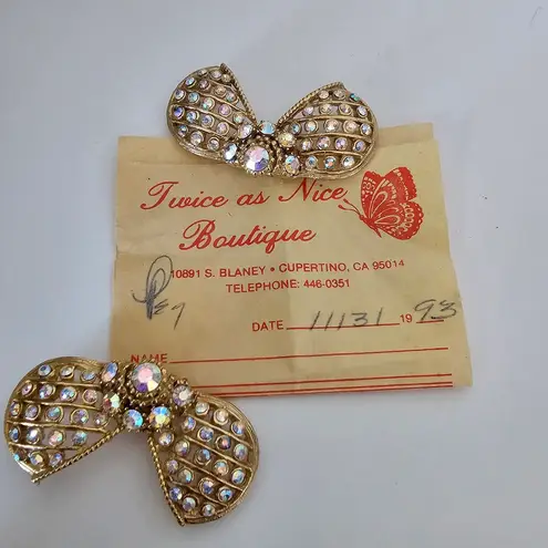 Vintage 90s Maximalist Shoe Clips Aurora Borealis Bow Butterfly Bug Rhinestones Blue