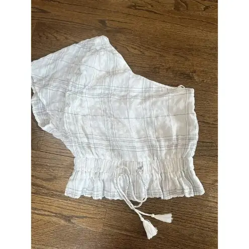 Greylin Arnette White XS Boho One Shoulder Crochet Blouse Top X0900