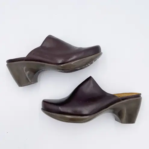 NAOT Eden Dream Leather Mule Clog Deep Brown Purple Women's Size 38 US Size 7