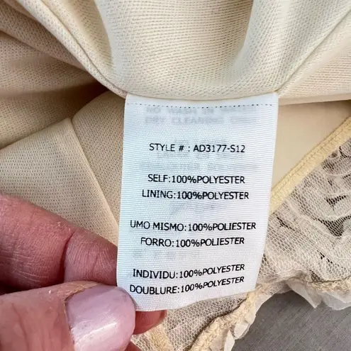 Anthropologie A’Reve vintage  ivory blush 3D floral textured dress size large