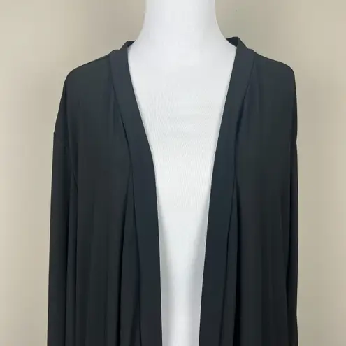 Attitudes by Renee Cardigan Fringe Topper Womens 3X Black Como Jersey Knit Open