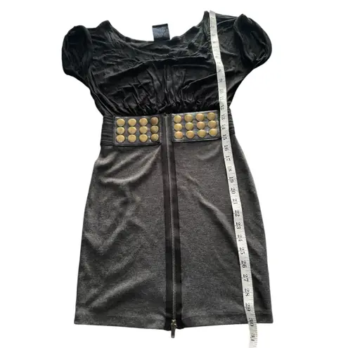 Chic Black Mini Dress with Gold Button Detail Size S