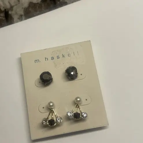 NWT M. Haskell Pierced Earrings Rhinestone