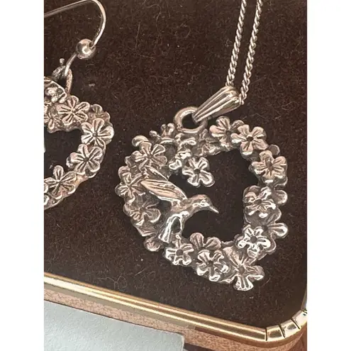Silver Scenes Beautiful Hummingbird Necklace And Earring Set