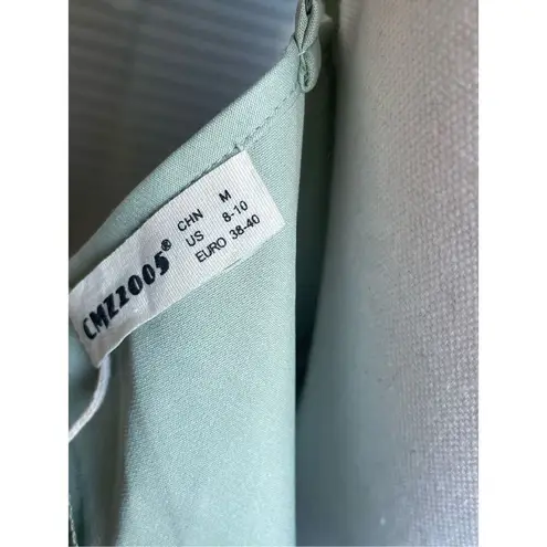 NWT CMZ 2005 Women’s V neck Spaghetti strap Midi Cocktail Dress 8/10 Mint Green