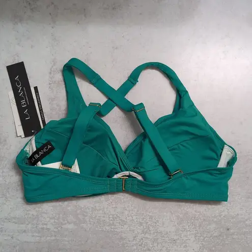La Blanca Emerald Green Island Goddess Underwire Twist Front Bra Top Size 14 New