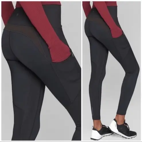 Athleta high traverse tight leggings in black pockets women’s size S high rise