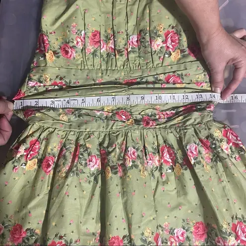 Voodoo Vixen Floral Olive Smocked Back Dress Size XS