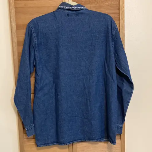 NWT REGATTA embroidered denim long sleeve button down shirt size small Blue