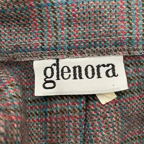 VTGn Glenora Plaid ALine Midi Skirt sz M Wool Pleated Pockets Retro Preppy Gray