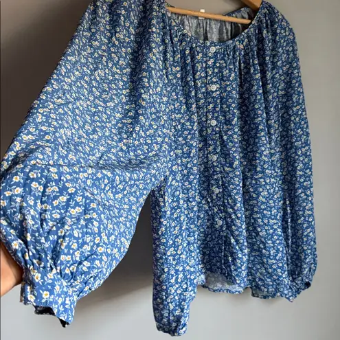 EMERSON FRY Pablo Flowers Frances Blouse Medium Blue