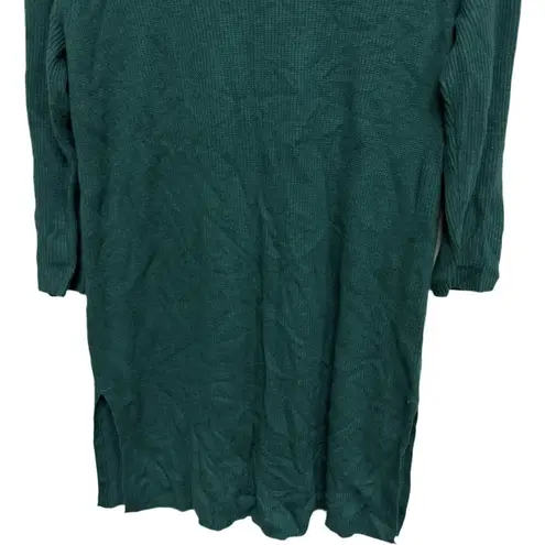 J Jill Green Ribbed Knit Sweater Tunic / Dress Size S Wool Blend Split Side Fall