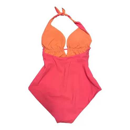 MARYSIA One Piece Swimsuit Neon Coral Pink Halter USA Resort Vacation XS EUC