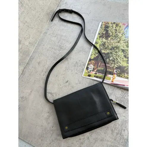 Madewell  The Morgan Leather Crossbody Boho Messager Bag Clutch Black W/Mirror