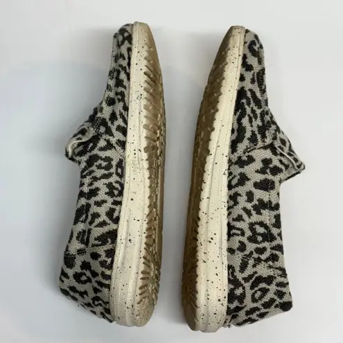 Hey Dude Slip On Shoes Woman's 7 Misty Woven Cheetah Gray Comfort Casual Natural