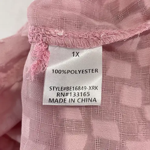 Everleigh New Smocked Mock Neck Long Sleeve Sheer Blouse Blush