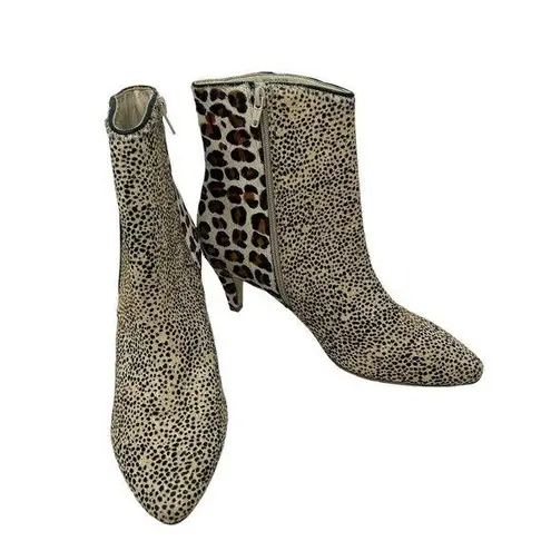 The Moon Matisse Walkin Boots Beige Cowhair Leopard Print Heeled Size 8