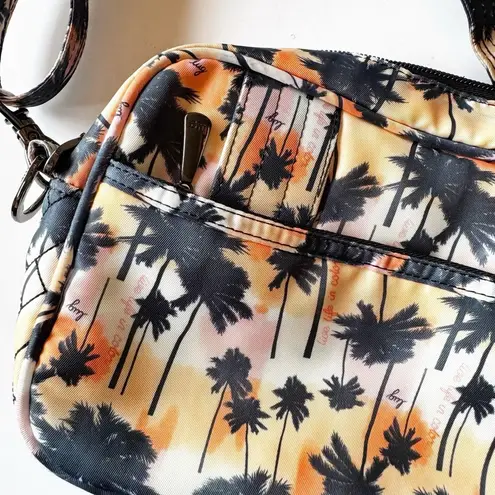 Lug Carousel Palm Sunset Print RFID Blocking Organizing Crossbody Bag Travel EUC Tan