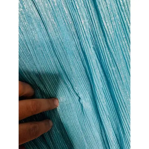 SABINA MUSAYEV Light Blue Metallic Corseted Back Keyhole Cutout Amandea Dress M Size M