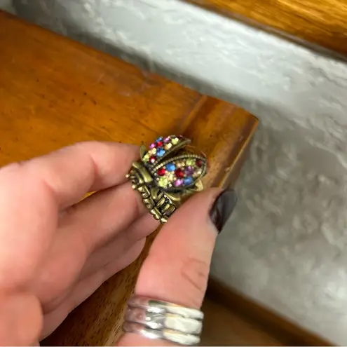 Rainbow Beetle Bronze Colored Ring OS Red