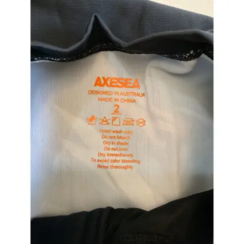 AXESEA Black Long Sleeve Zip Up Rash Guard Swimsuit One Piece Size 2