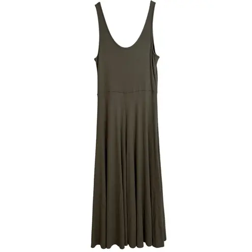 Marine layer Olive Green Lexi Rib Sleeveless Midi Dress Size L