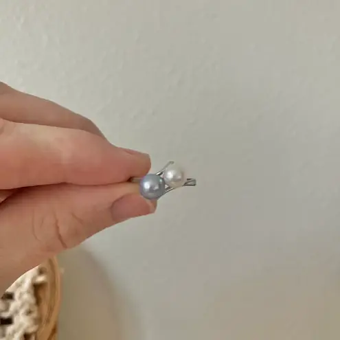 Blue & White Pearl Silver Ring “Zelie” Mermaidcore Engagement Promise Classic Jewelry