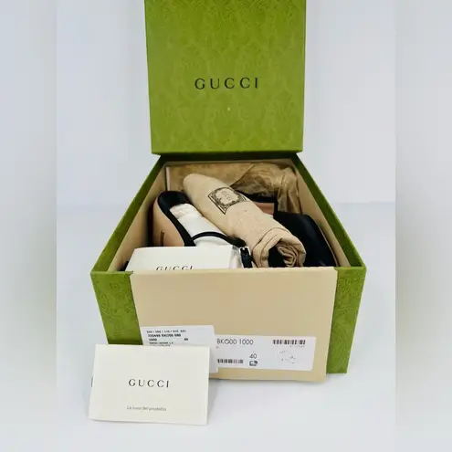 Gucci  WOMEN'S PETITE GG SLINGBACK NAPPA LEATHER CHARLOTTE PUMPS SIZE EU 40