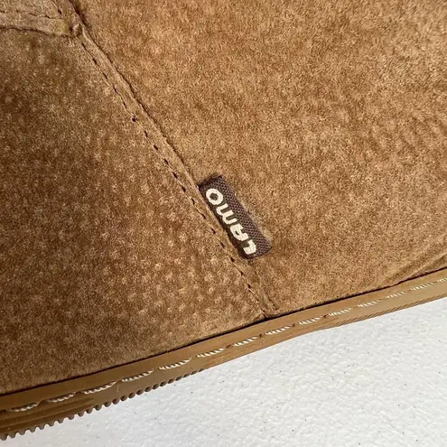 Lamo Women's 9 Suede Bootie Slippers Chestnut Shearling Sherpa Ankle Cozy Warm Brown