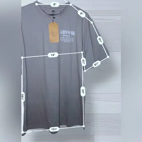 NWT GOD WORK Women’s/Mens Oversized Drop Shoulder Graphic Worship Tee Gray Size L