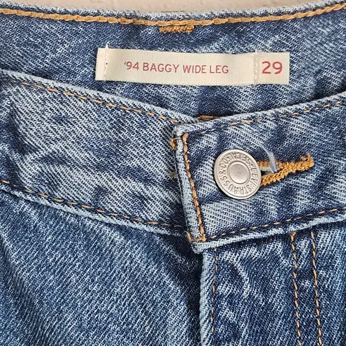 Levi's  Blue '94 Baggy Wide‎ Leg Jeans Raw Distressed Hem Size 29