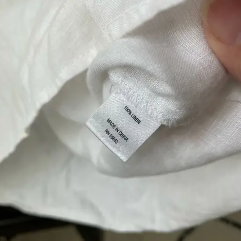 For Cynthia Linen Coral Bead Tunic Top White L