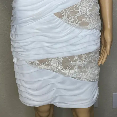 City Triangles Bodycon Strapless Ruffled Dress Gold White size XL