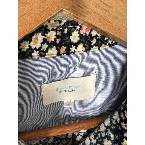 Birds Of Paradis Trovata Floral Corduroy Button Down Top Size XS Pintuck…