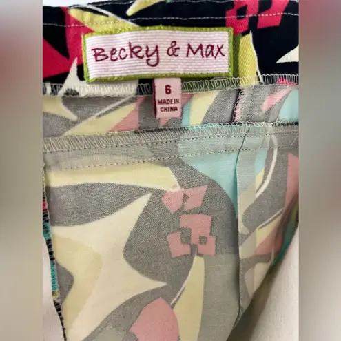 Becky & Max Retro Abstract Print Dress Bold Y2K Aesthetic Fun Flirty Size 6