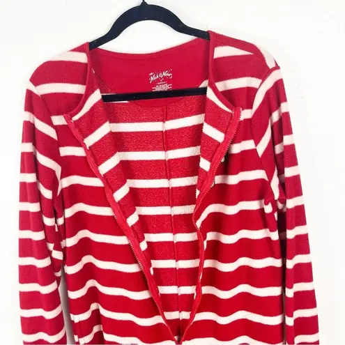 Nick & Nora Red Striped Front Zipper Foot Enclosure Long Sleeves Pajamas Small