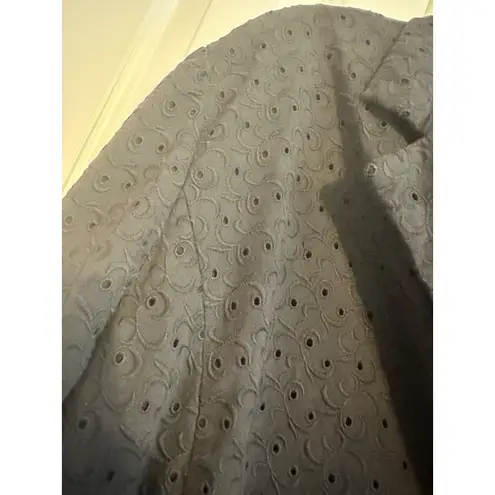 Josephine Chaus Navy Eyelet Blazer Jacket Button Front Career Office Business Casual