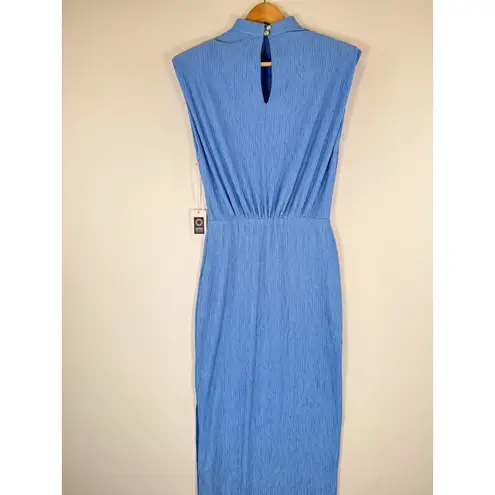 Saylor NWT Dress Blue Fione Plisse Maxi Crinkle Pleat Blouson Slit Stretch XS