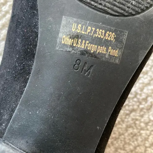 Unisa Black Suede Style Ankle Boots Booties Quilted Elastic Heel Size 8 Like New