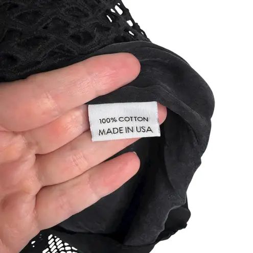 Megan Huntz Atlanta Black Windowpane 3/4 Sleeve Midi Dress Medium M Sheer USA