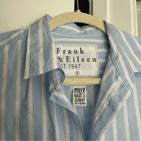 Frank & Eileen Billy Jean Blue White Striped Button Down Top