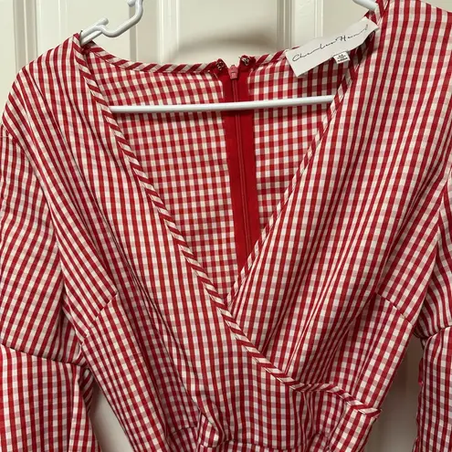 Charles Henry Ruffle Wrap Dress Herringbone Red size medium