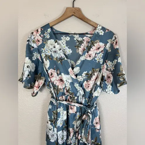 Baltic Born Sicily Satin Blue Floral Maxi Dress size XL $79