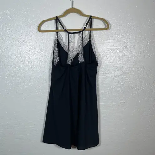 Soma Women L Black White Lace Chemise Slip Dress Coquette Feminine Regency Size L