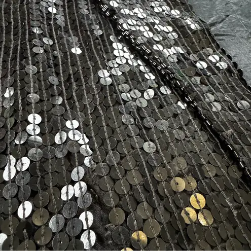 Vintage Spell Bound Blazer 100% Silk Sequin Subtle Striped Black Size Large