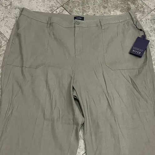 NYDJ High Waisted Wide Leg Cropped Cargo Pant NEW Size 18W Saddlewood