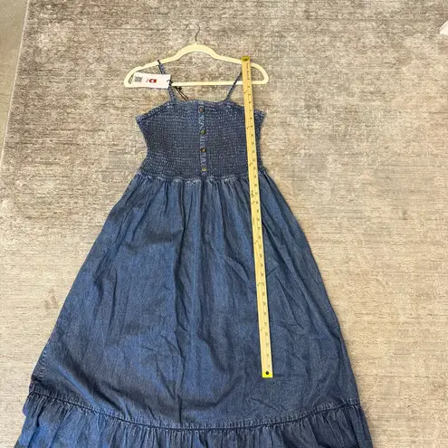 Tulip Creations Blue Smocked Tiered Denim Maxi Dress NWT Size L