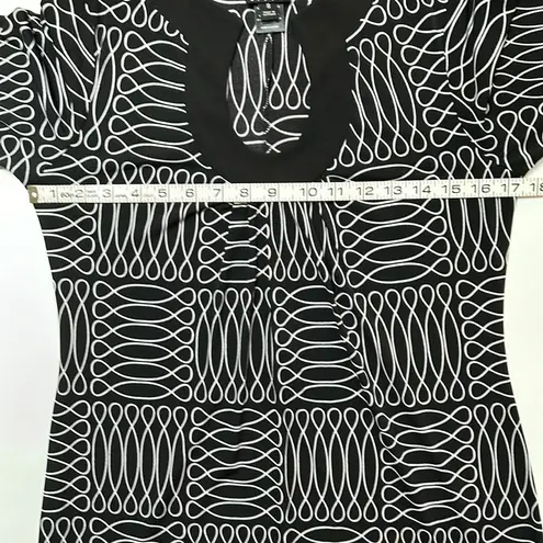 Enfocus Studio black and white graphic print three-quarter sleeve sheath dress